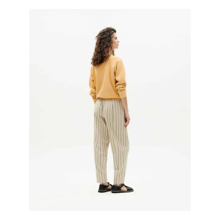Thinking Mu Pantalon Esther Rayures Coton Bio | Beige