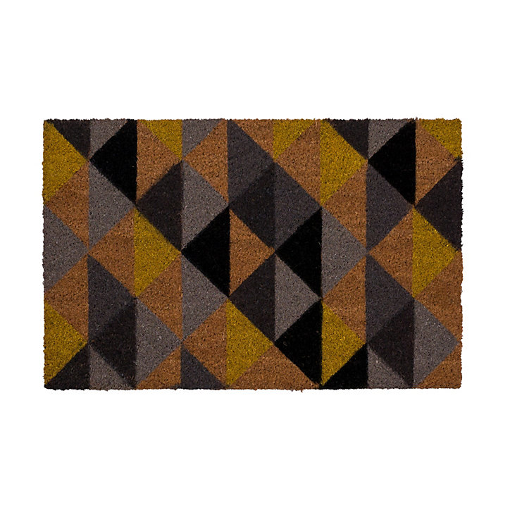 Tapis d'entrée en fibre de coco à motifs imprimé géométrique multicouleur L.60 x l.4 L.75 x l.45 x ep.1,5 cm