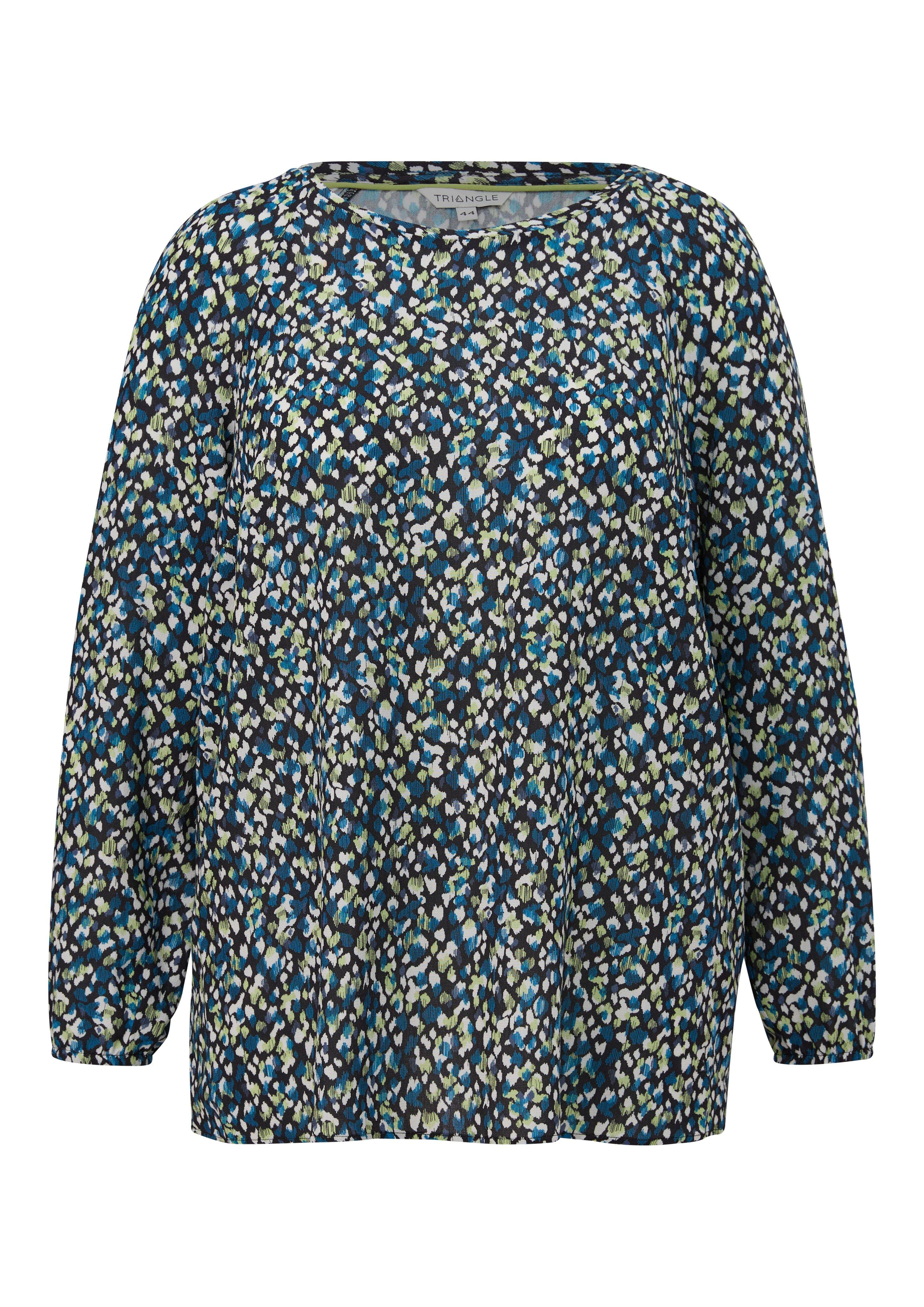 Bluse mit Alloverdruck, aus Viskose-Crêpe
