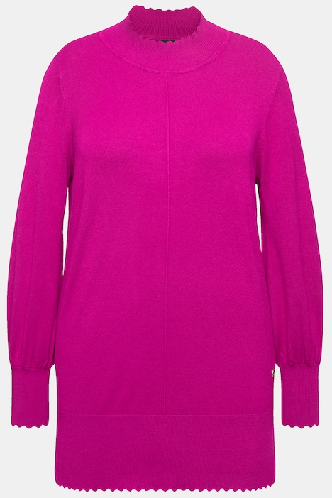 Pullover, Muschelsaum, Stehkragen, Langarm