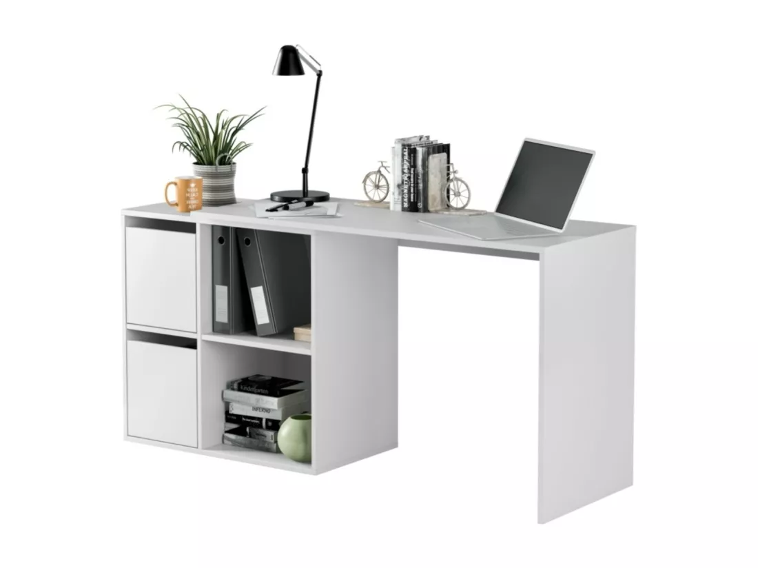 Bureau angle modulable avec rangement L120 cm