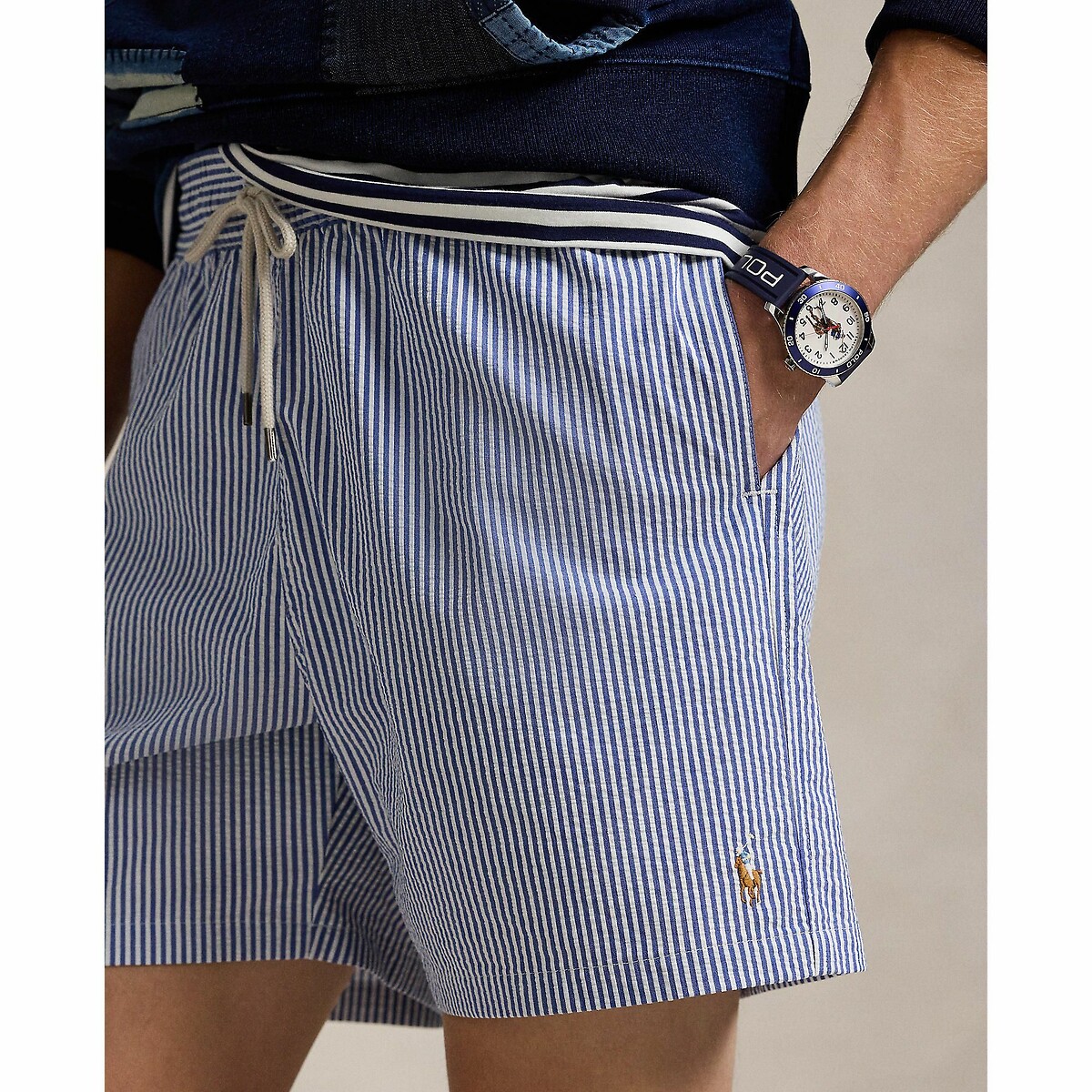 POLO RALPH LAUREN<br>Calção Traveler em seersucker 14,6 cm