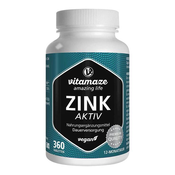 Zink Aktiv 25 mg hochdosiert vegan Tabletten, 360 St