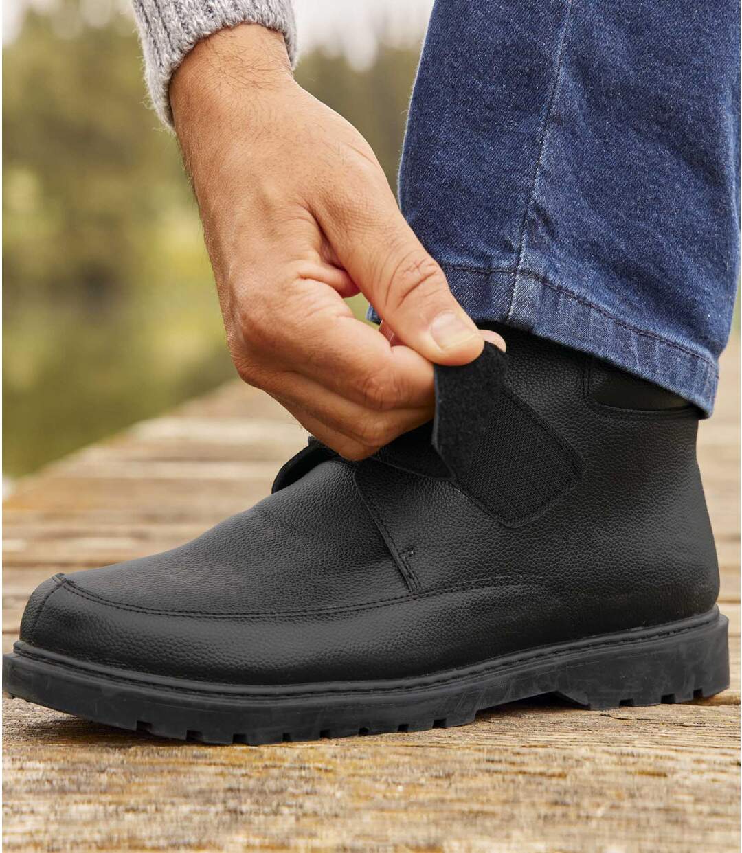 Boots Scratchées Cuir Fourrées Sherpa