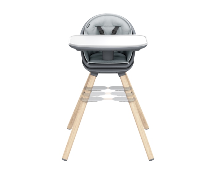Moa 8-in-1 Hochstuhl 6 M - 5 Y   0 - 20 kg    8 verschiedene Möglichkeiten |    Stilvolles, langlebiges Design |    Leicht abzuwischen und zu reinigen |    Einfach zu installieren und anzupassen |