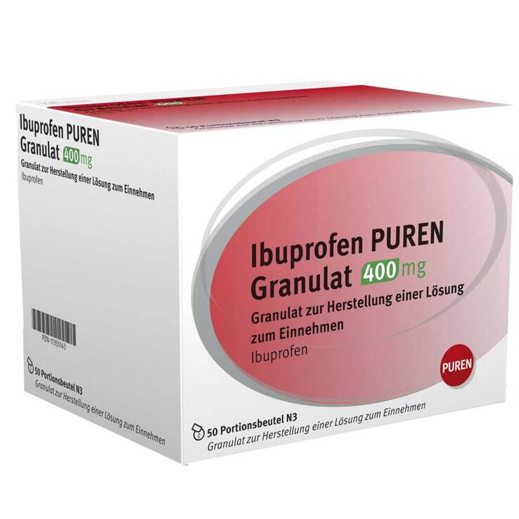 Ibuprofen Puren Granulat 400 mg zur Herstellung einer Lösung zum Einnehmen , 50 St