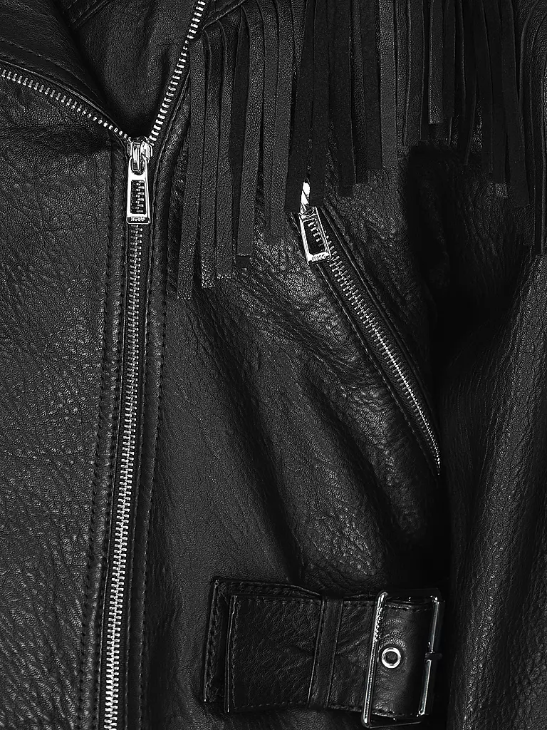 HUGO Lederjacke  schwarz