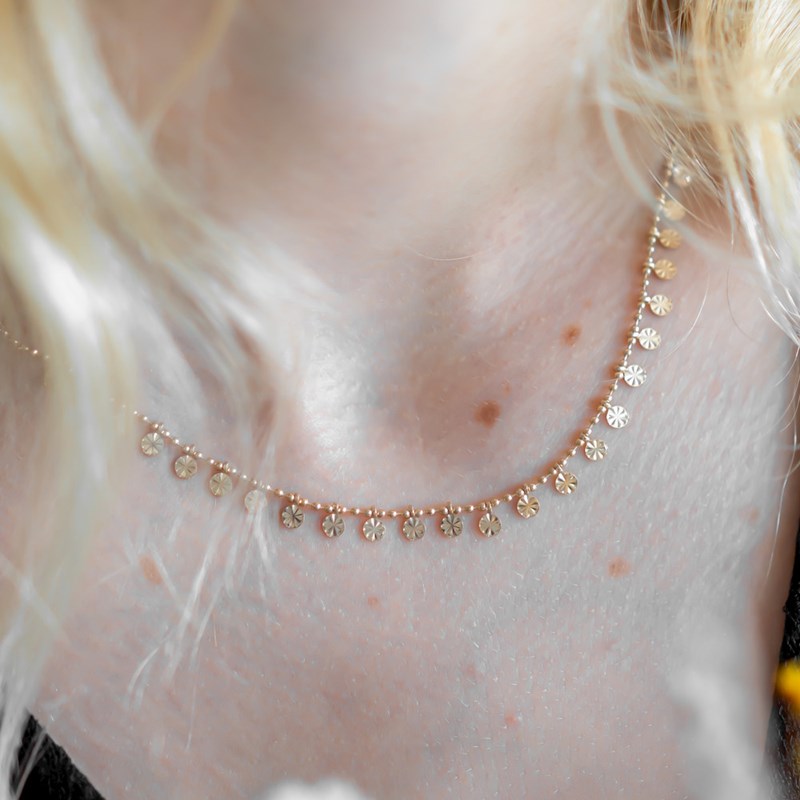 Collier Fin Plaqué Or Pampilles Petits Medaillons