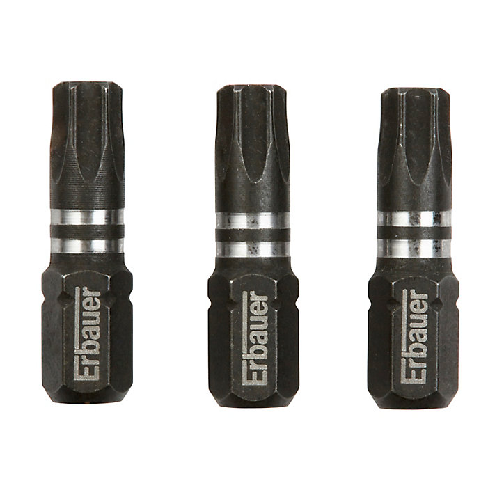 Embout de vissage torsion impact TX30 25 mm Erbauer - 3 pièces
