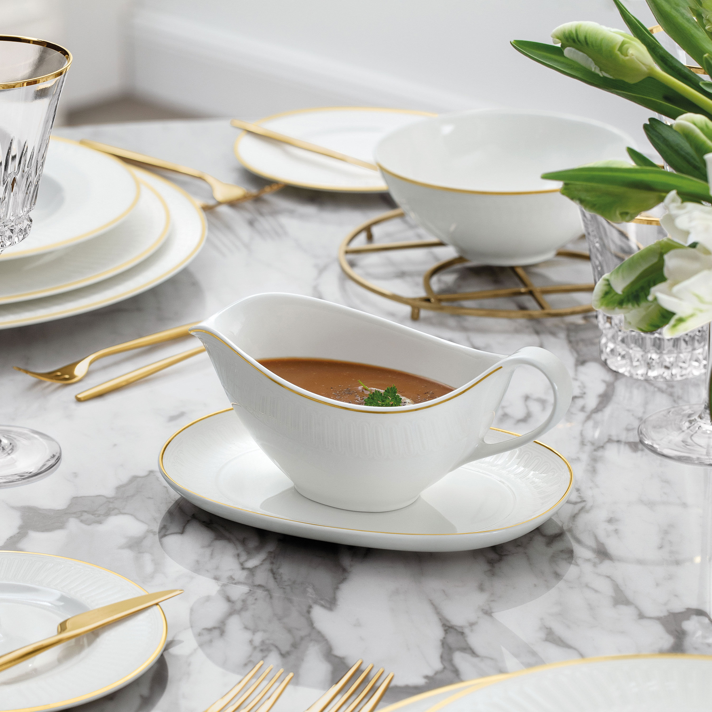 Chateau Septfontaines Gravy boat White, Premium Bone Porcelain
