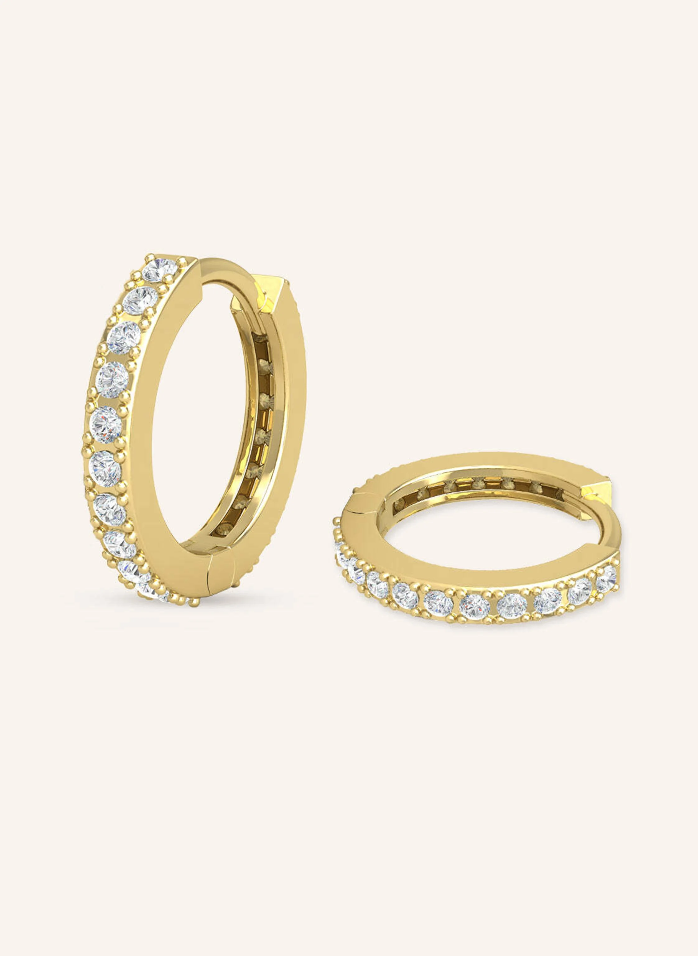 VEYNOU Creolen HUGGIES aus 14 Karat Gelbgold mit lab-grown Diamanten
