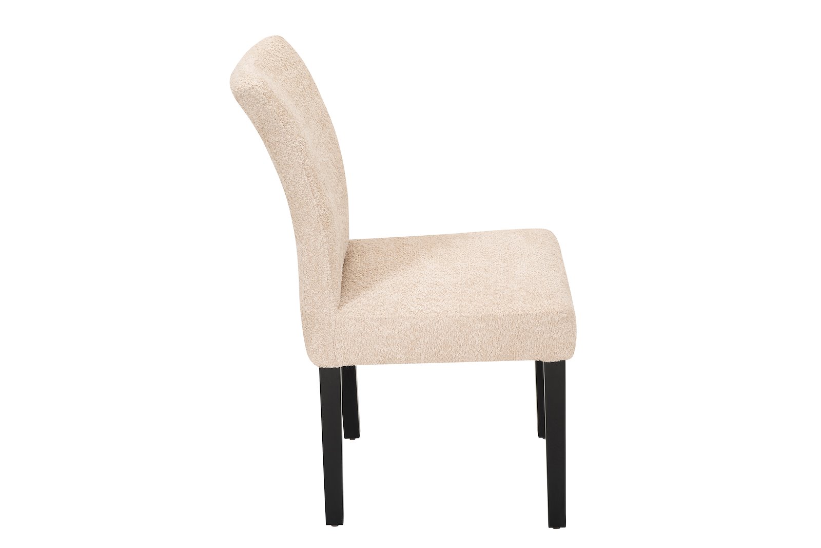 Rigel spisestol I tekstil Teddy 3612 beige med sorte ben.