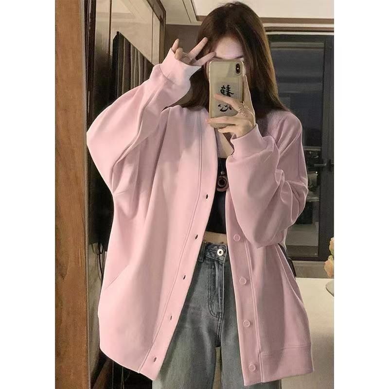 Dovitade - V-hals effen oversized bomberjack