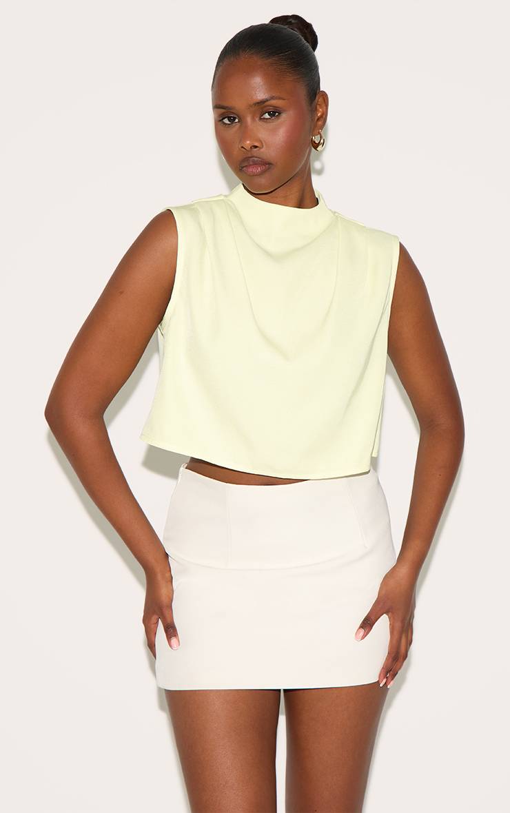 Citron Haut Boxy Plissé En Tissu Tissé