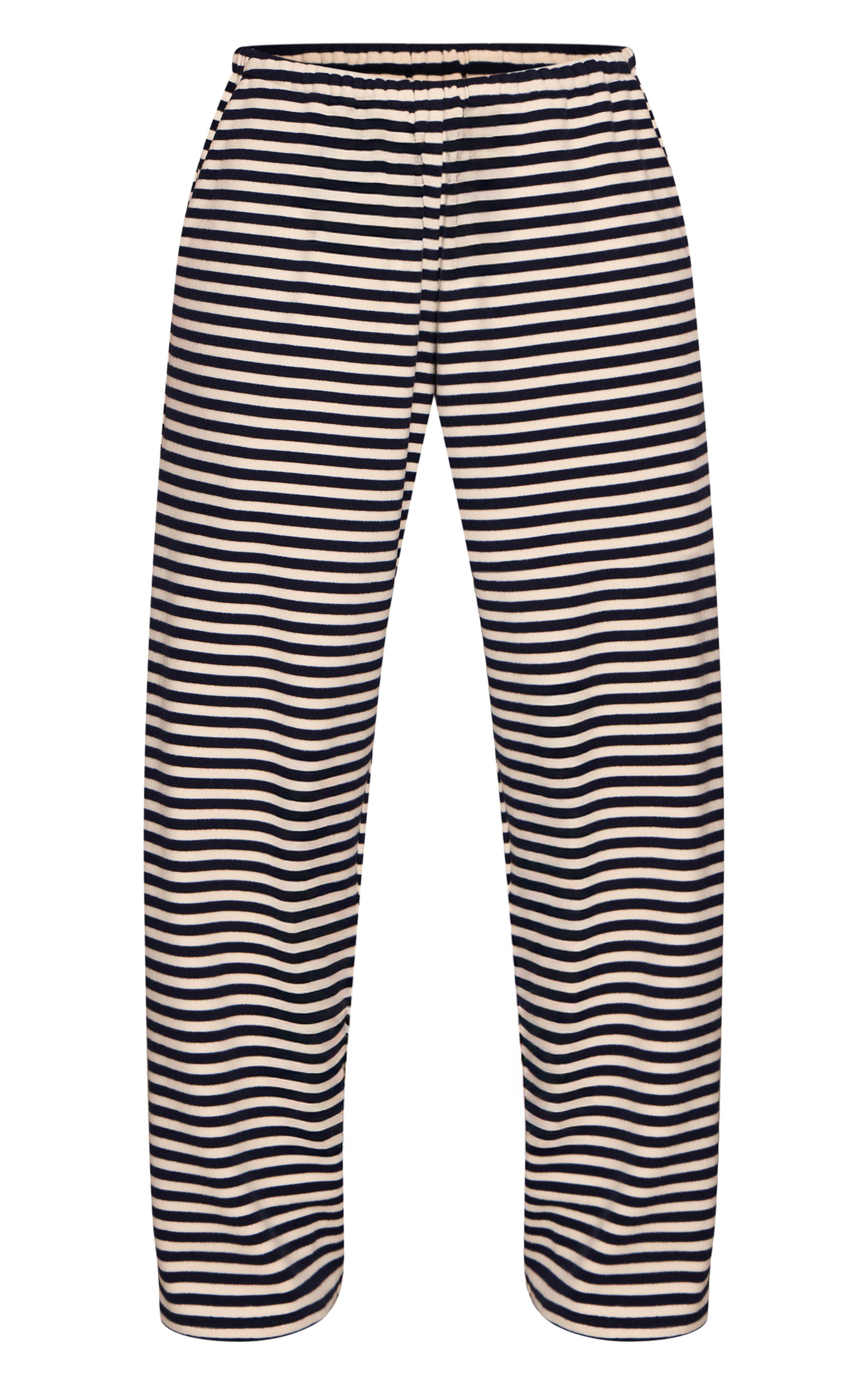 Multicolore Pantalon De Jogging Droit En Molleton Doux À Rayures Petite
