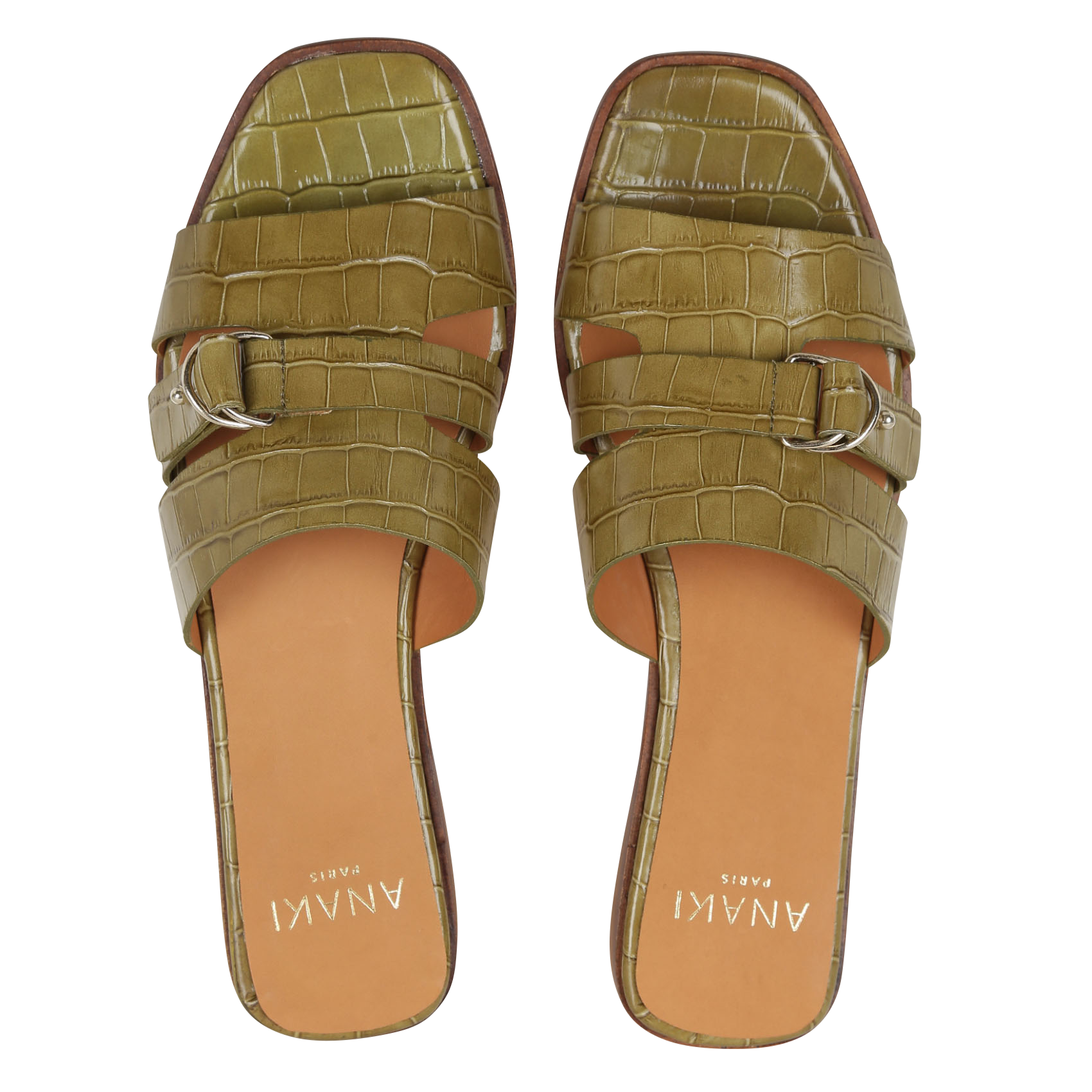 NATALIA - Mules en cuir | Kaki