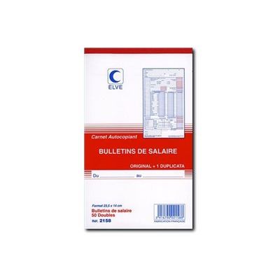 ELVE - Manifold Carnet de bulletins de paie - 50 dupli - 23,5 x 14 cm