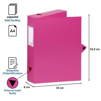 Viquel - Boîte de classement plastique - dos 60 mm - disponible dans différentes couleurs pastels