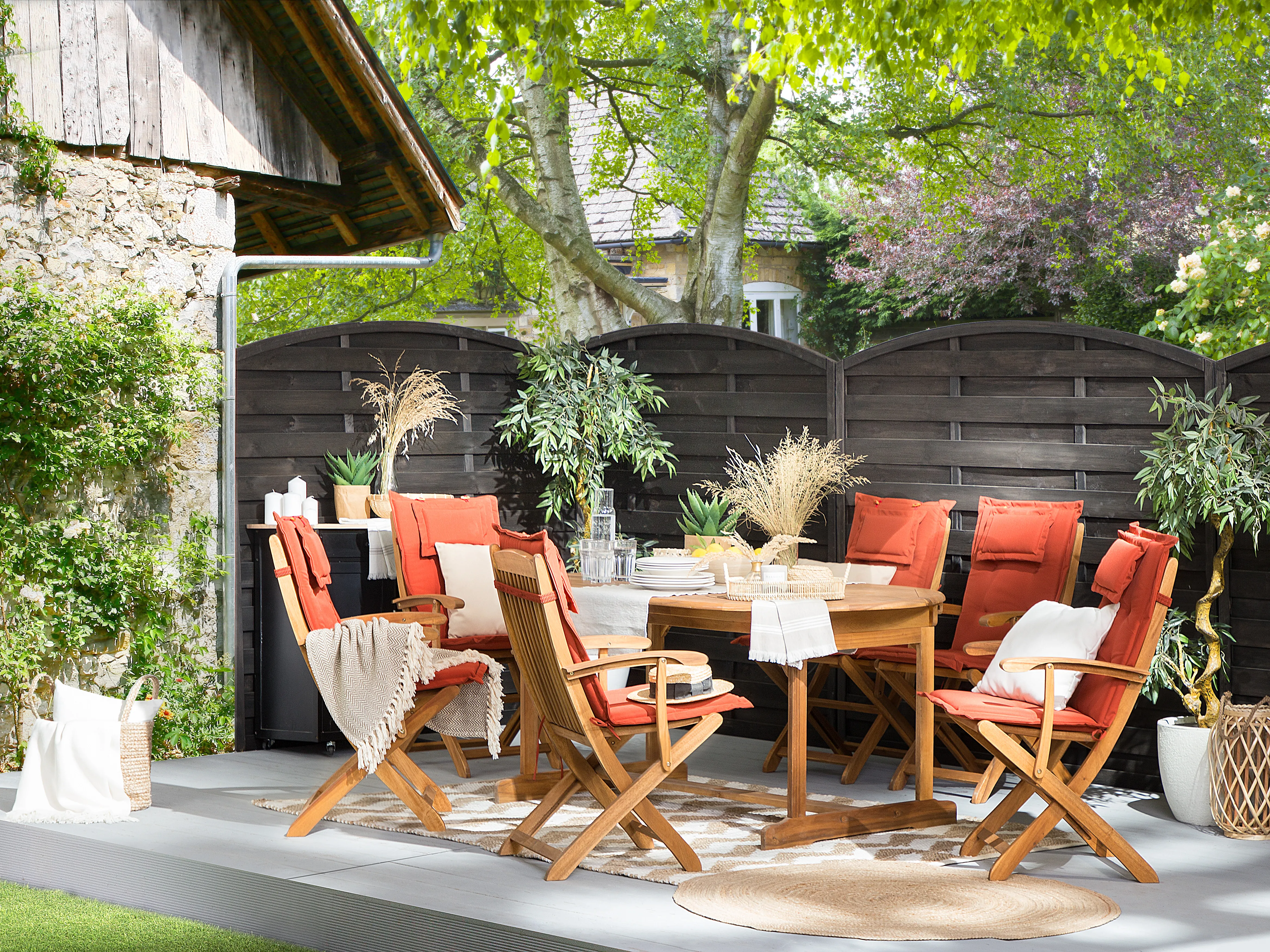 Tuinset 8-zits MAUI met kussens Acaciahout Donkerrood