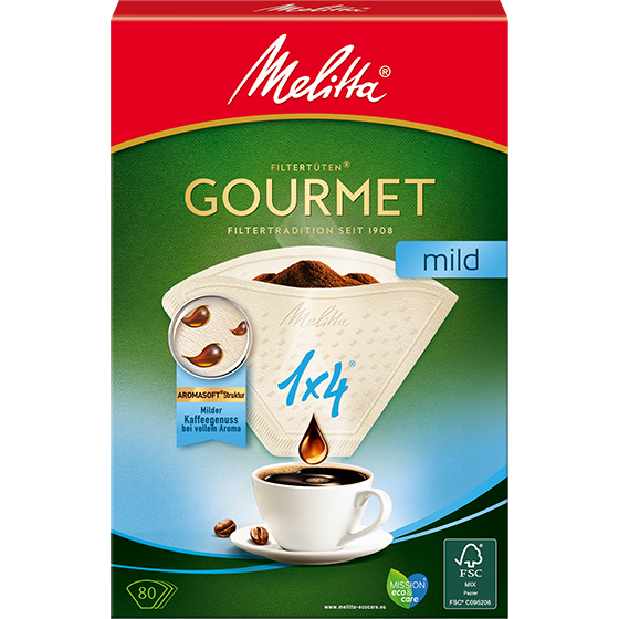 Melitta Gourmet® Mild, 1x4®, 80 St.|Filtertüten®