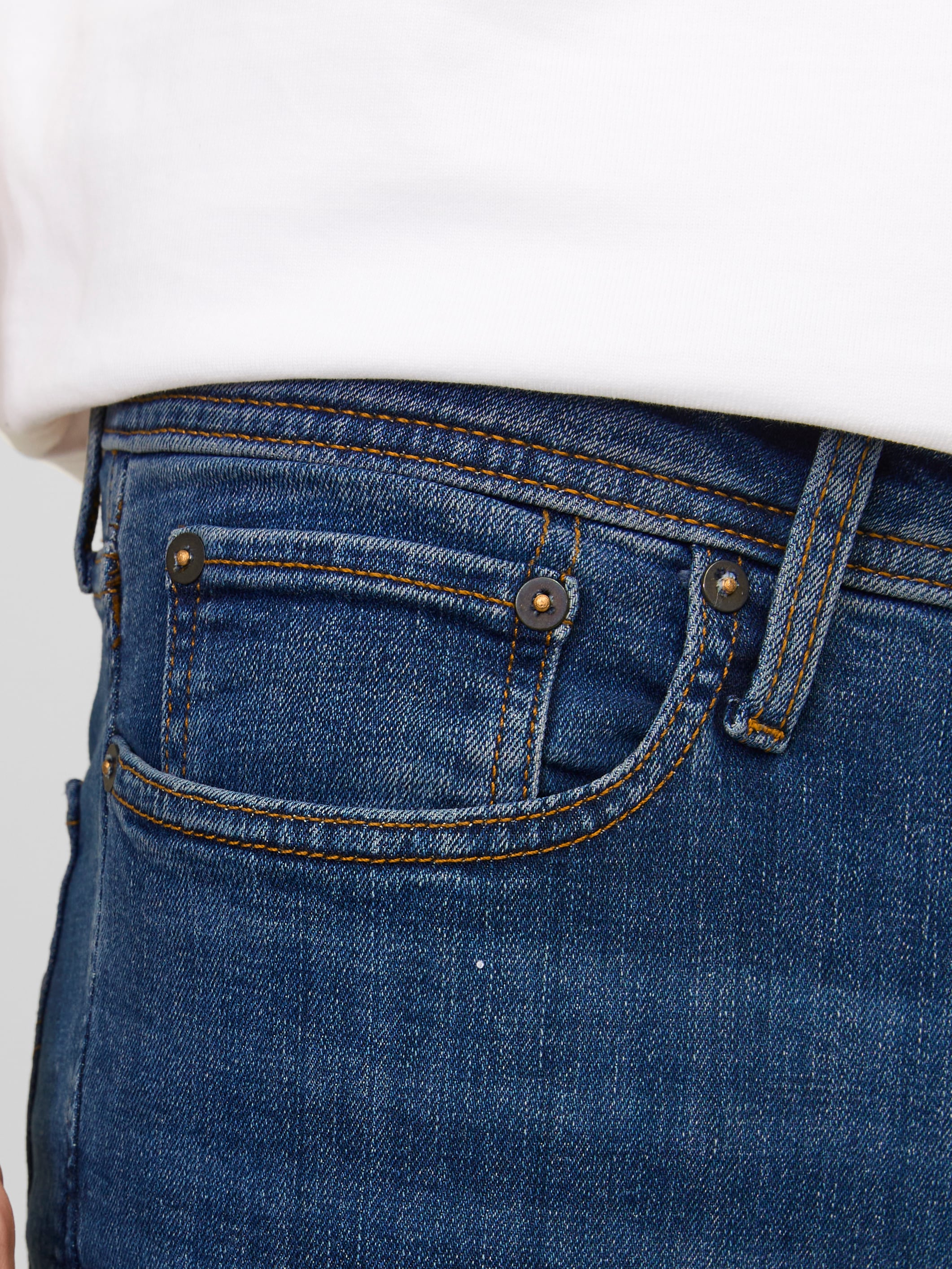 Jack & Jones Slim-fit-Jeans »JJITIM mit Waschung und praktischen Taschen«, Abriebeffekte, modisch, slim fit, Denim