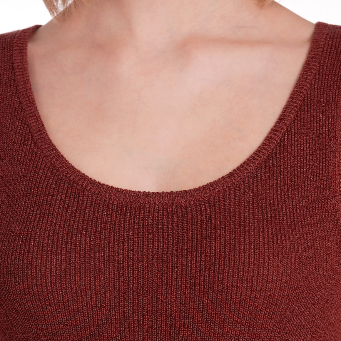 Gina Collection Damen Top mit Effektgarn dunkelrot
