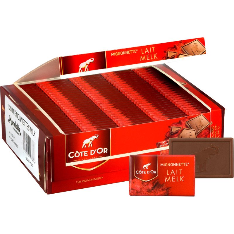 Napolitains chocolat au lait individuels Côte d'Or - Boîte de 1,2 kg - 120 pièces