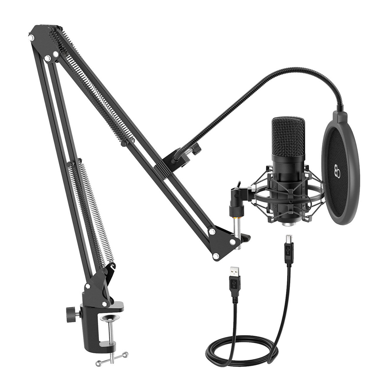 Dynabass Kit de microphone à condensateur avec bras mic500 noir