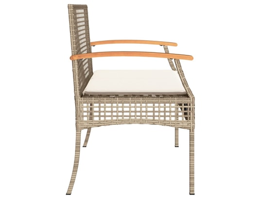 VIDAXL - Banc de jardin avec coussin beige résine tressée et acacia