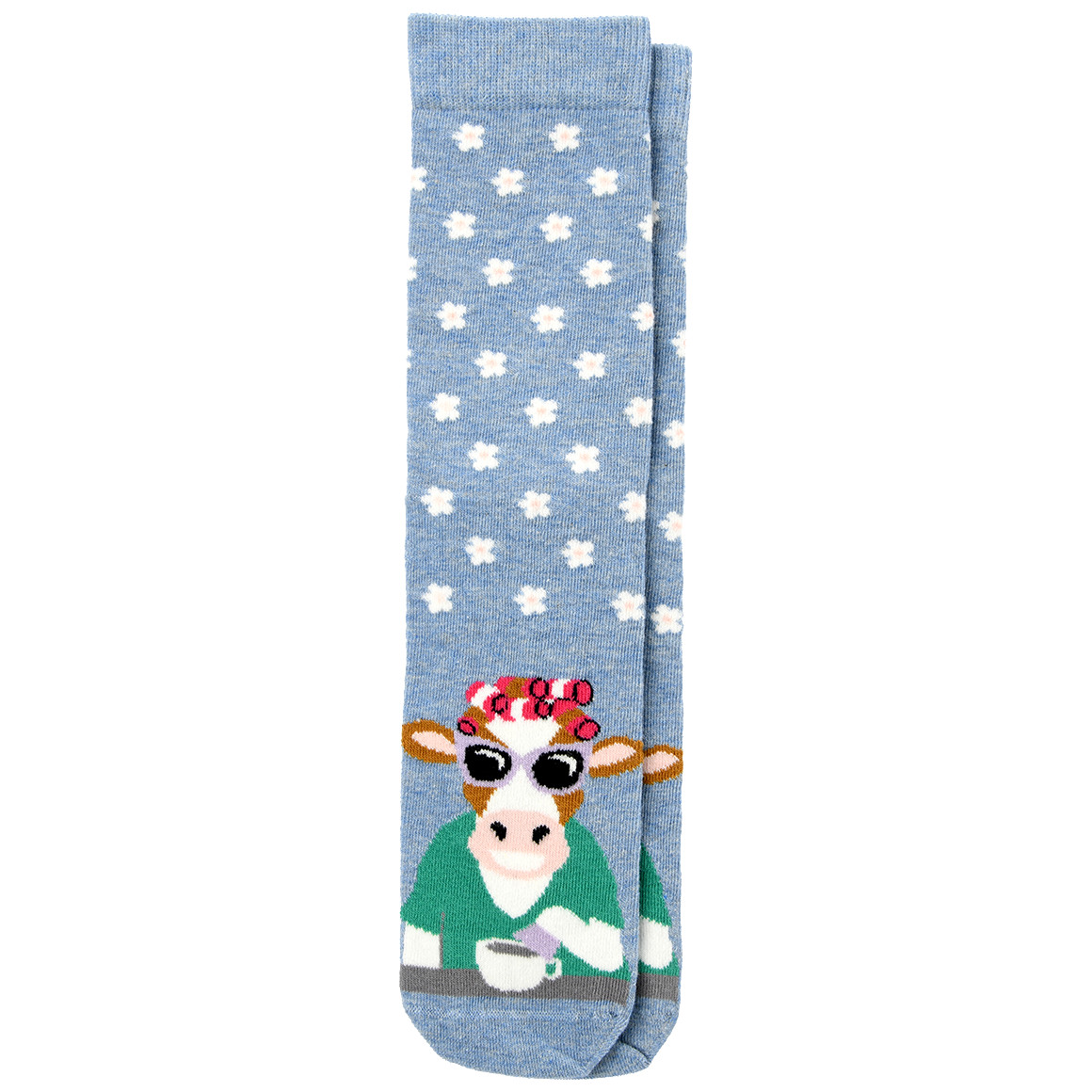 Gina Benotti 1 Paar Damen Socken mit Kuh-Motiv hellblau