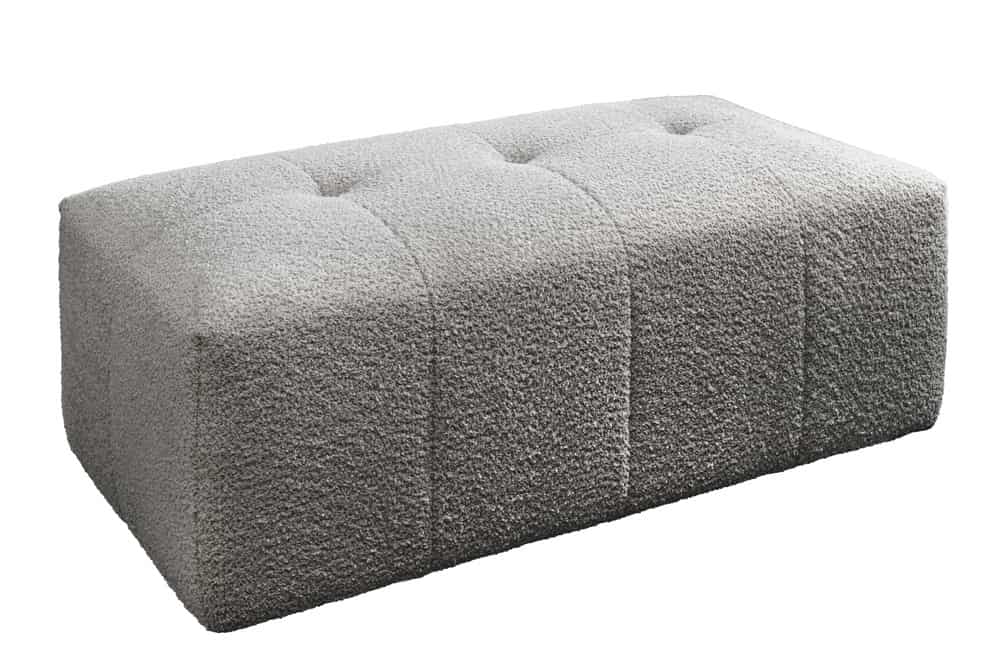 Moderner Hocker ROYAL 120cm grau Bouclé Federkern Sitzhocker Fußhocker