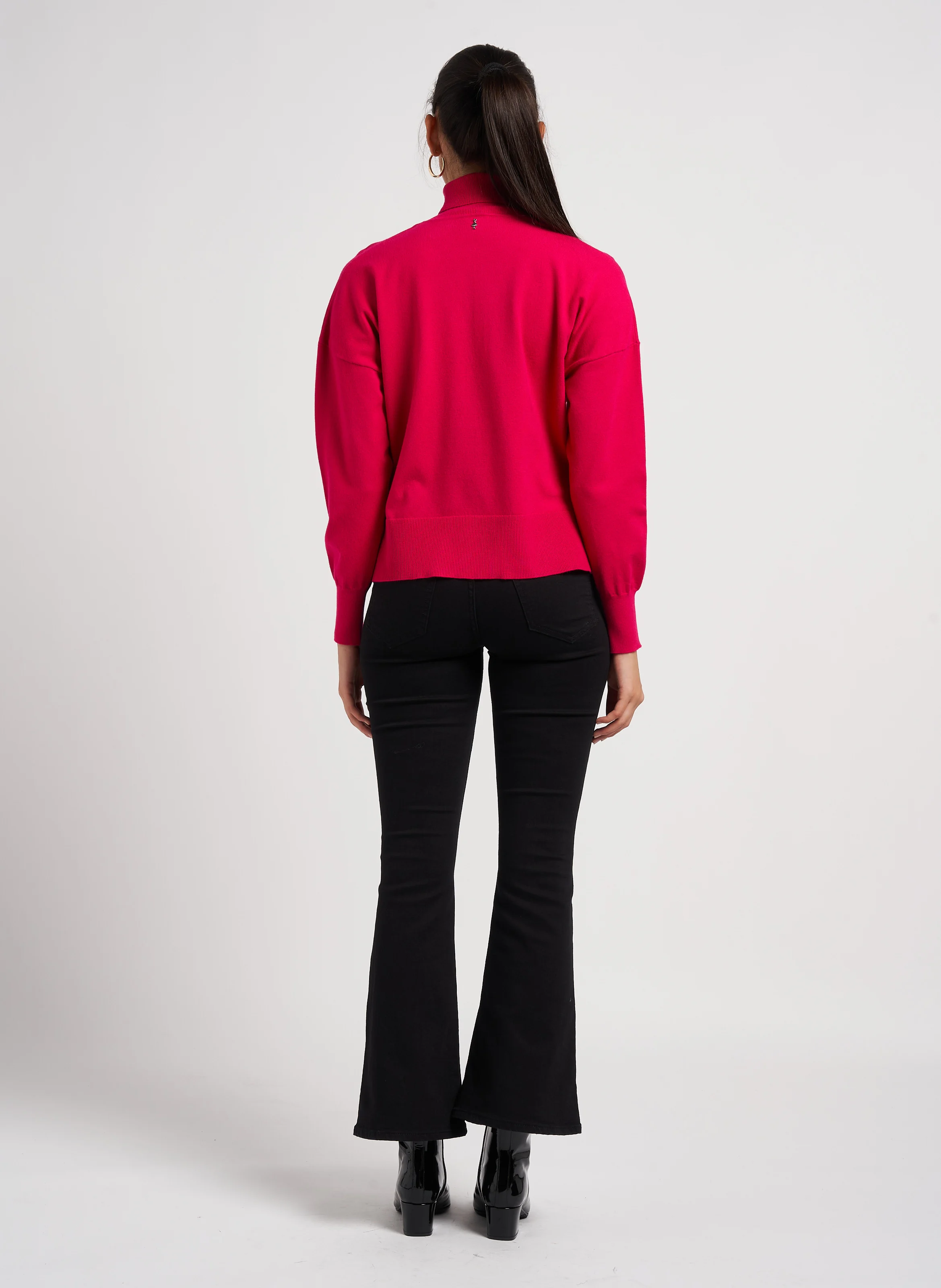 BETTY - Jean flare en coton mélangé| Noir