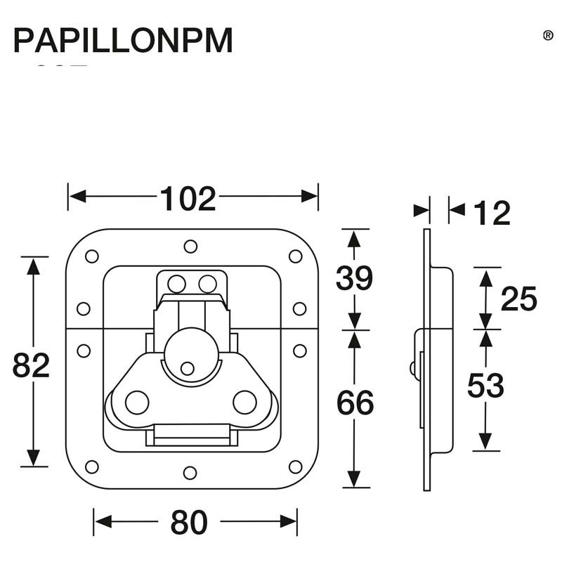Hilec PAPILLONPM verzonken vlinderslot medium 12mm zink
