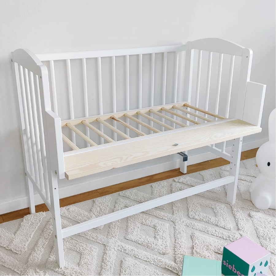 Kids Collective Beistellbett 90x40 cm, umbaubar zu 90x55 cm, 9x verstellbare Liegehöhe weiß mit Matratze