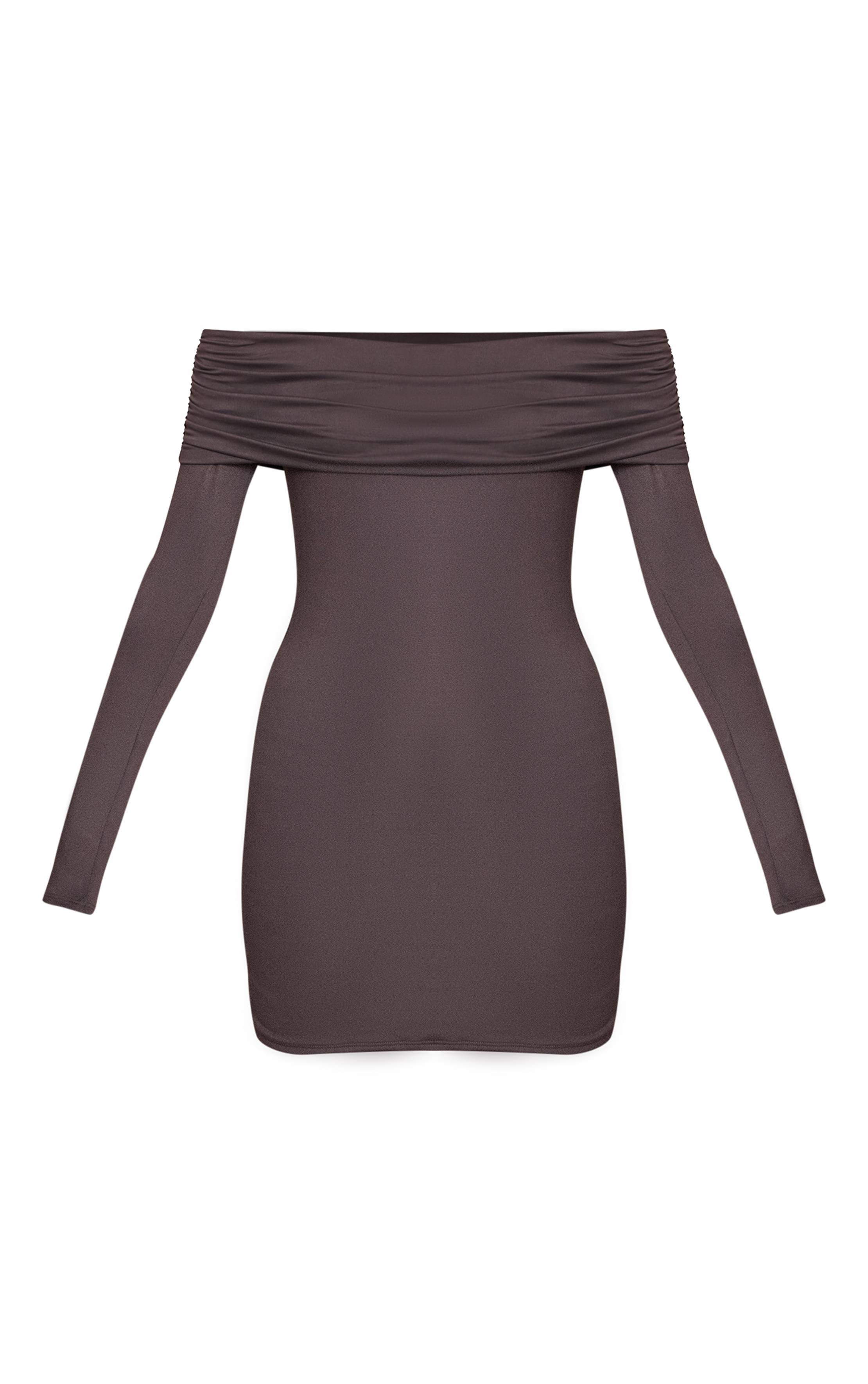 Charbon Robe Moulante Bardot En Jersey Doux Au Toucher