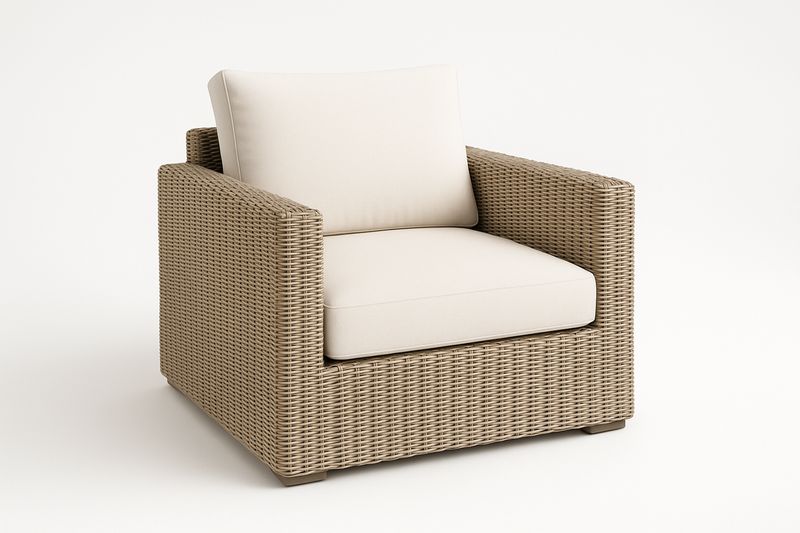 Outdoor-Sessel aus Rattan mit Kissen Beige
