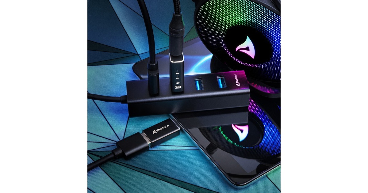 Sharkoon4-Port USB 3.2 Gen 1 Aluminium usb-hub  (Zwart)