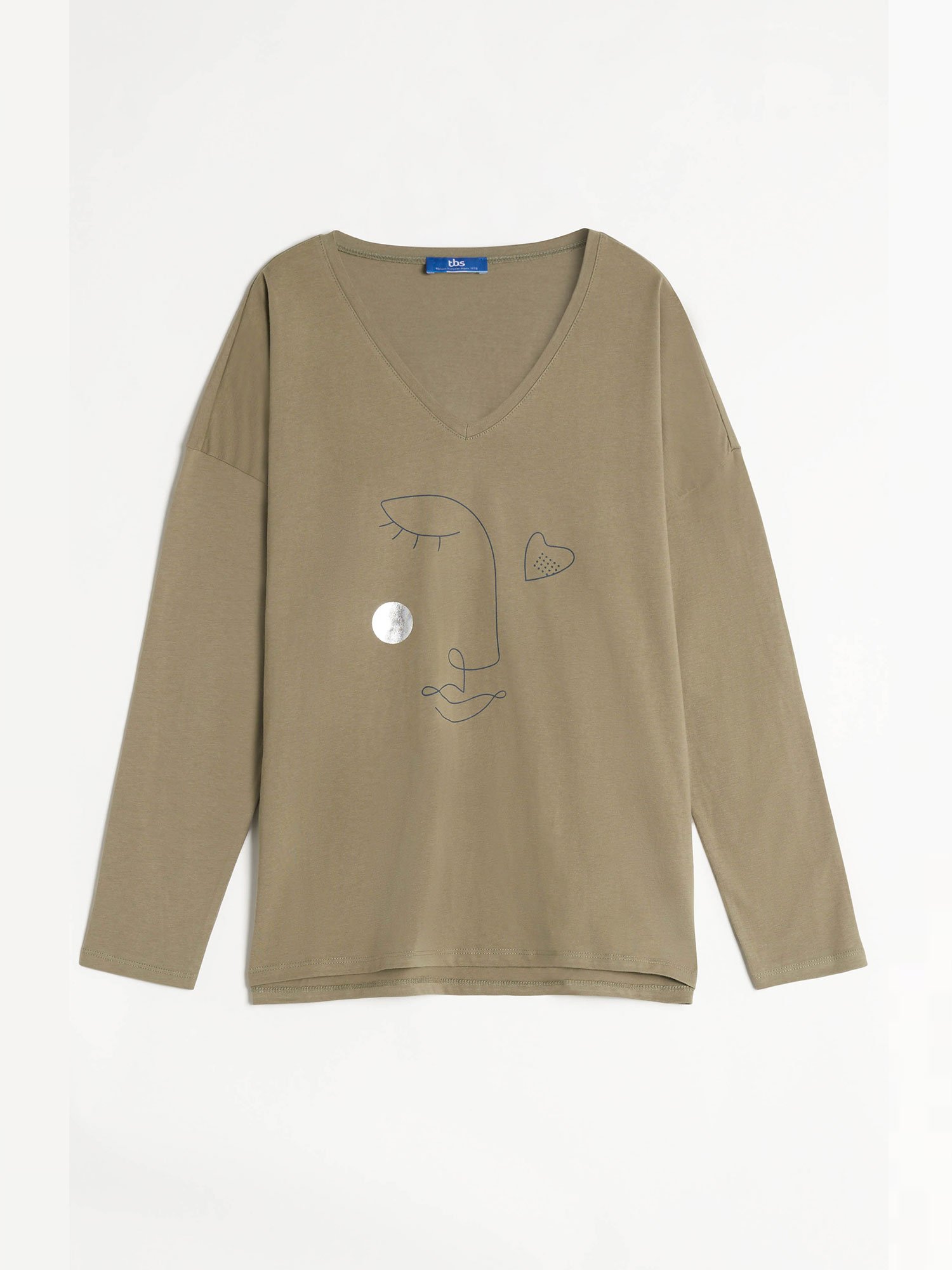 Tee-shirt Femme Manches Longues Kaki