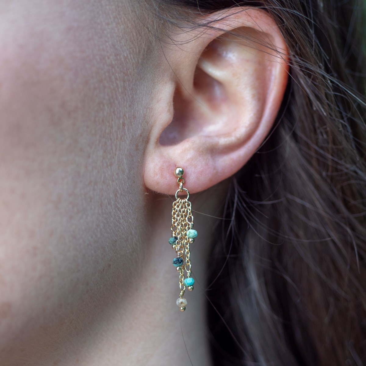 Boucles d'oreilles Bianca en pierres Turquoise Africain
