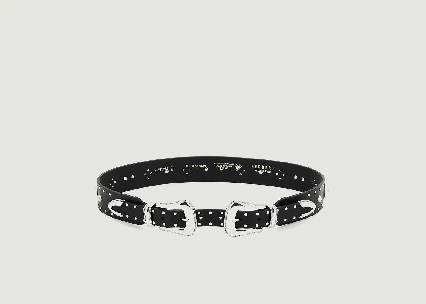 Ceinture en cuir à studs Montorgueil Herbert Frère Soeur