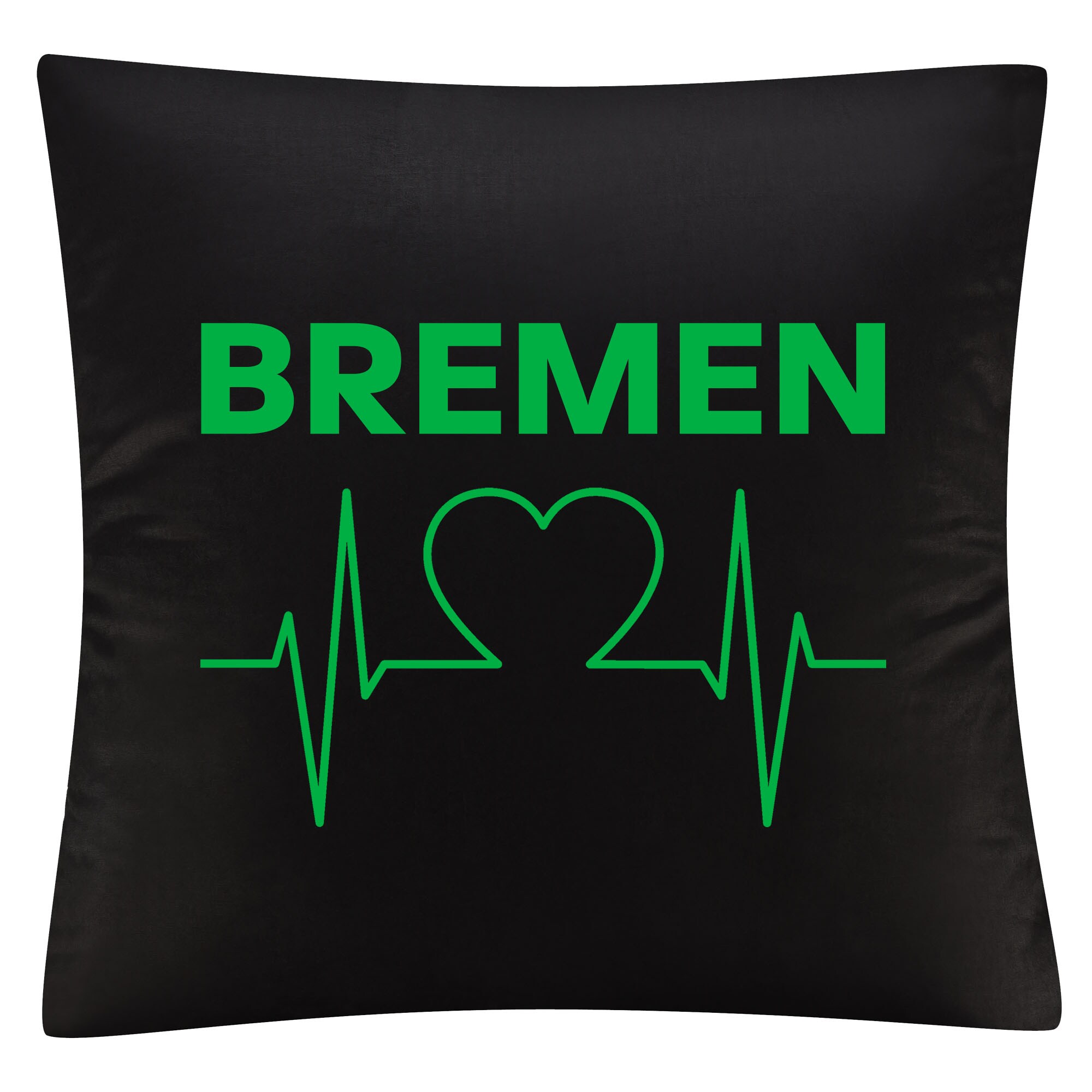 multifanshop® Kissenbezug - Bremen - Herzschlag - Druck grün