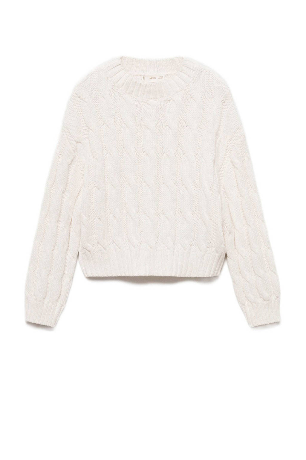 Mango Kids gebreide trui beige met kabels