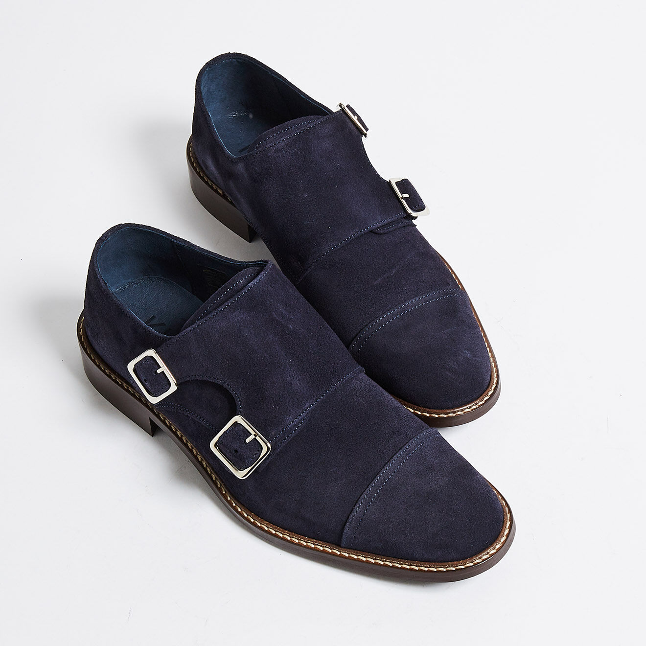Klom Monks Guillaume en Velours de Cuir Guillaume marine
