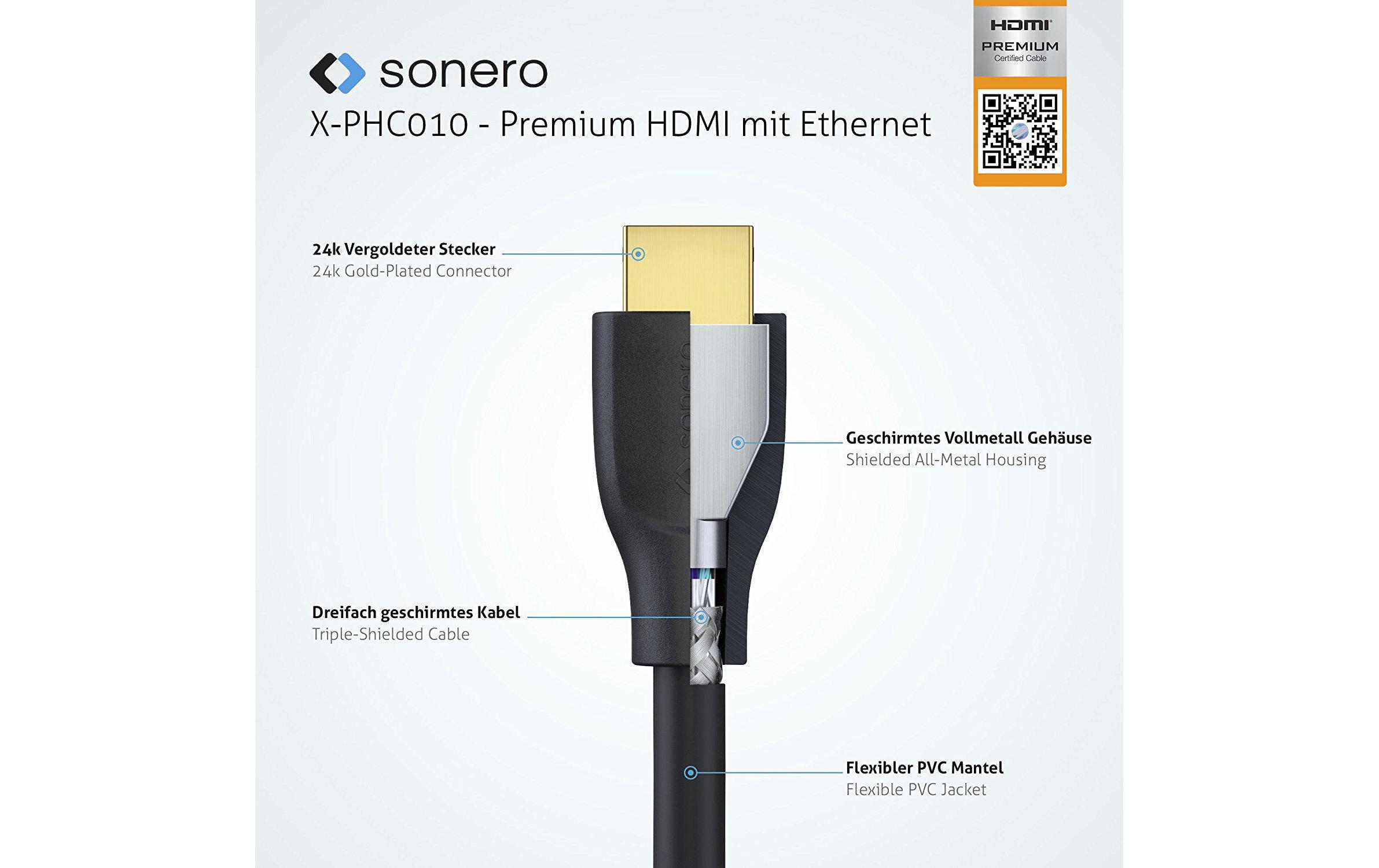 Kabel HDMI - HDMI, 0.5 mHDMI-Kabel mit Ethernet