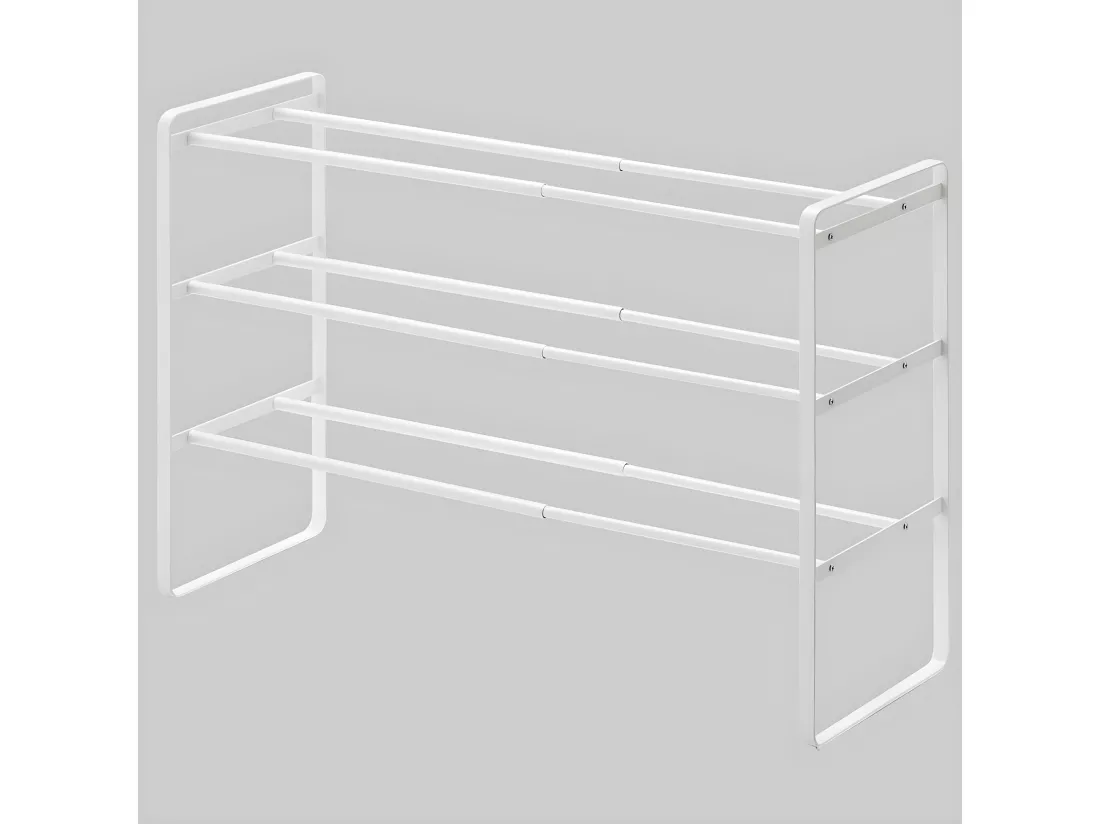 Rangement à chaussures largeur extensible 4 niveaux en acier blanc Frame