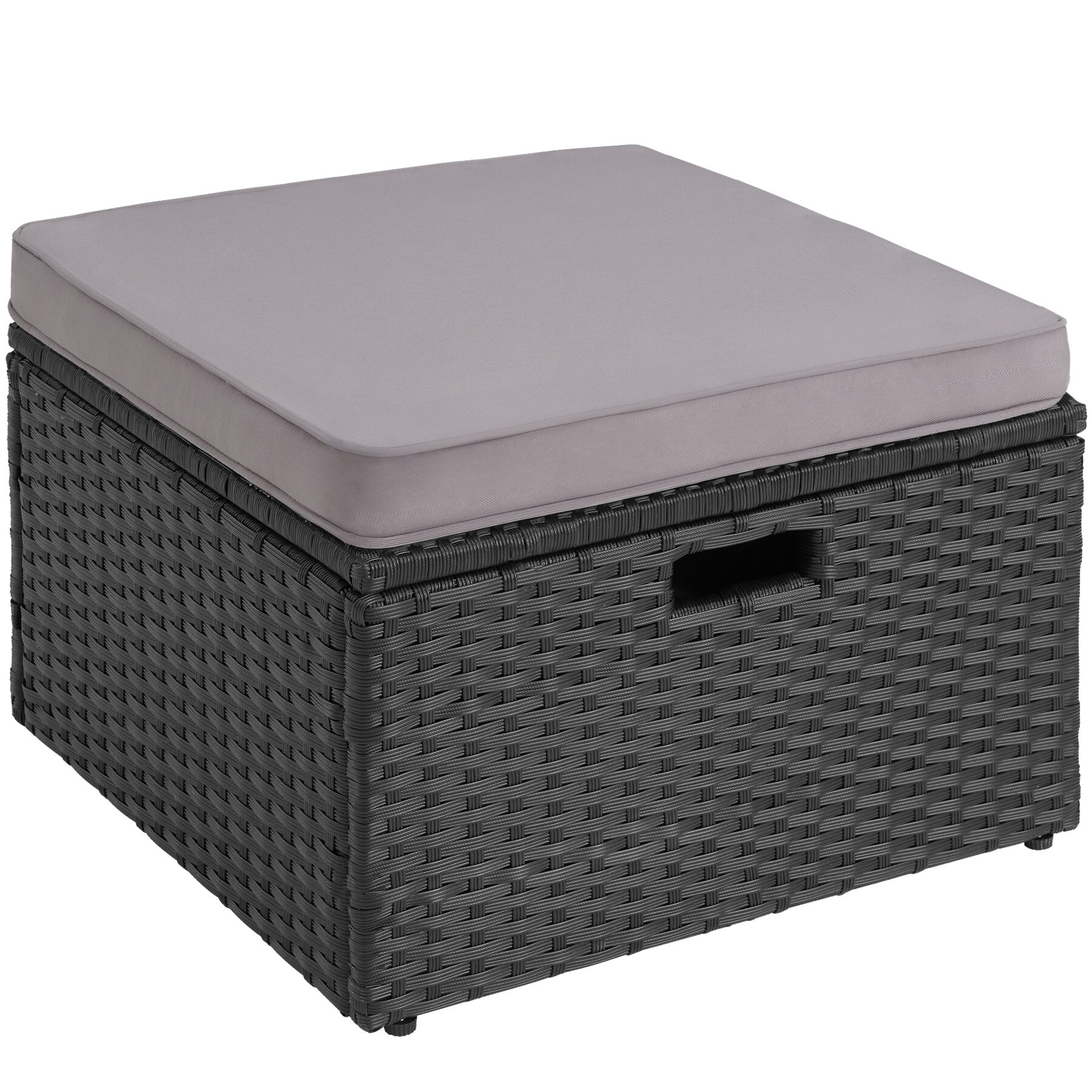 tectake® Rattan Lounge, mit Aluminiumgestell, wetterfest und UV-beständig, mit Sicherheitsglasplatte und Schraubfüßen