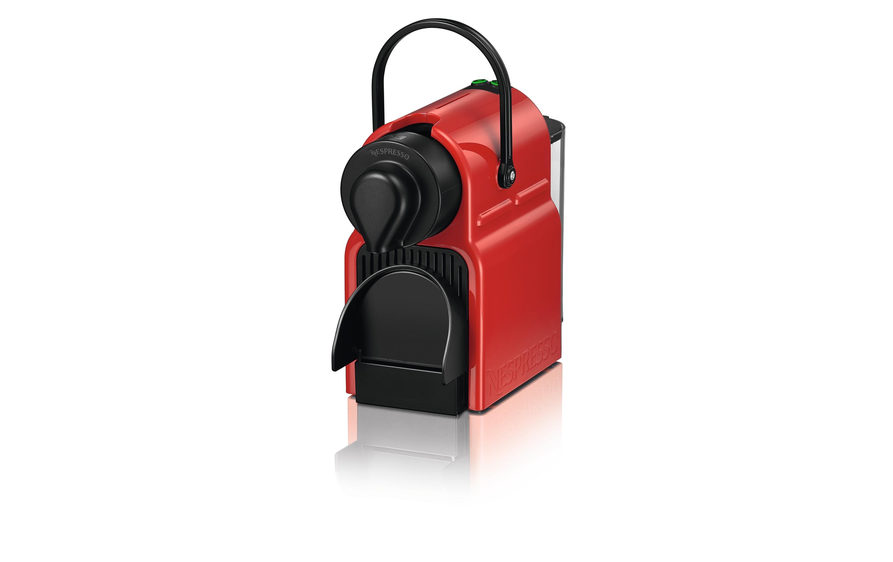 Kaffeemaschine Nespresso Inissia XN1005 RotKompakte Kapselmaschine der Original Line mit einfacher Zwei-Tasten-Bedienung