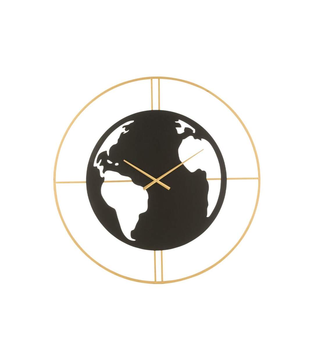 Paris Prix - Horloge Murale carte Du Monde 90cm Noir & Or