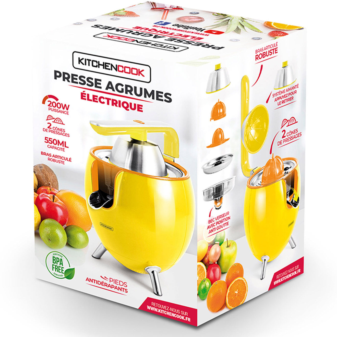 Kitchencook Presse-Agrume électrique jaune - 550 ml