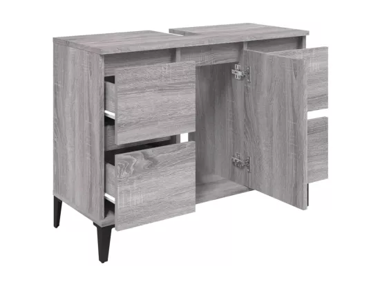 Meuble d'évier sonoma gris 80x33x60 cm bois d'ingénierie